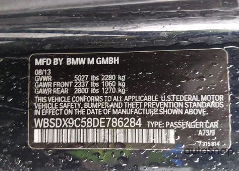 2013 BMW M3 z USA, uszkodzony, nr VIN WBSDX9C58DE786284